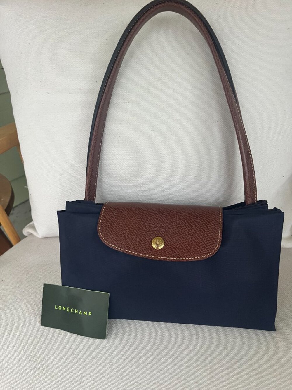 Large Navy Longchamp El Pliage Nylon Tote Bag